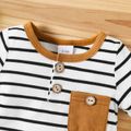 Baby Boy Striped Button Up Short-sleeve Jumpsuit White