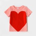Love Heart Print Pink Short-sleeve T-shirts for Mom and Me Pink