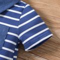 Baby Boy White/Blue Striped Contrast Collar Short-sleeve Romper Blue image 5