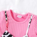 طفلة الوردي مضلع قصيرة الأكمام الربط الأزهار طباعة ليوبارد اللباس bowknot زهري image 4