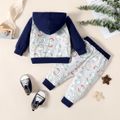 2pcs Monster Allover Hooded Long-sleeve Hoodie Top and Pants Grey Baby Set Grey