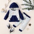 2pcs Monster Allover Hooded Long-sleeve Hoodie Top and Pants Grey Baby Set Grey