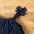 100% Cotton Baby Girl Lace Design Sleeveless Pleated Romper Dark Blue image 3
