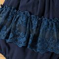 100% Cotton Baby Girl Lace Design Sleeveless Pleated Romper Dark Blue image 4