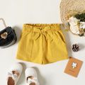 Toddler Girl 100% Cotton Solid Color Bowknot Design Paperbag Shorts Ginger-2 image 1