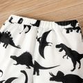 2pcs Baby Boy Dinosaur Print Sleeveless Hoodie and Shorts Set Black