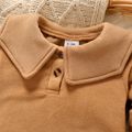 Baby Girl Brown Peter Pan collar Fleece Long-sleeve Romper Brown