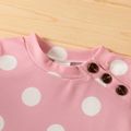2-piece Toddler Girl Polka dots Button Design Short-sleeve Tee and Elasticized Pants Set Pink