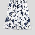 Family Matching All Over Blue Floral Print V Neck Flutter-sleeve Dresses and Short-sleeve Tee Shirts Sets sapphirebluewhite