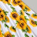 Family Matching Solid Spaghetti Strap Splicing Sunflower Floral Print Dresses and Short-sleeve T-shirts Sets ColorBlock image 4