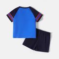 PAW Patrol 2-piece Toddler Boy Raglan Sleeve Striped Tee and Elasticized Shorts Set Blue