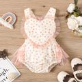 Baby Girl Love Heart Design Polka Dots Sleeveless Mesh Romper Orange