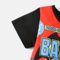Batman 2-piece Kid Boy Letter Print Tee and Denim Shorts Set Black