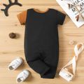 Baby Boy Colorblock Splicing Short-sleeve Jumpsuit Black