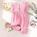 Baby Girl Solid Textured Ruffle Sleeveless Jumpsuit Pink