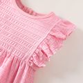 Baby Girl Solid Textured Ruffle Sleeveless Jumpsuit Pink