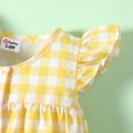 Baby Girl Allover Yellow Plaid/Lemon Print Flutter-sleeve Snap Romper Yellow image 3