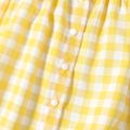 Baby Girl Allover Yellow Plaid/Lemon Print Flutter-sleeve Snap Romper Yellow image 4