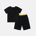 Batman 2-piece Kid Boy Colorblock Raglan Sleeve Tee and Elasticized Shorts Set Black