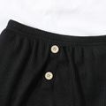 Baby Boy Button Design Solid Waffle Textured Shorts Black