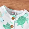 Baby Boy All Over Turtle Print Button Up Sleeveless Tank Romper greenwhite