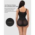 Women Mesh Panel Invisible Zipper Butt Lifter Tummy Control Shapewear Open Bust Bodysuit (Without chest pad) Black