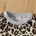 Toddler Girl Ruffled Leopard Print Gray Pullover Sweatshirt Grey