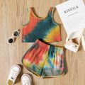 2-piece Toddler Girl Tie Dyed Tank Top and Elasticized Shorts Set HS