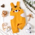100% Cotton Baby Boy Cartoon Lion Embroidered Overalls Ginger-2