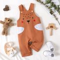 100% Cotton Baby Boy Cartoon Lion Embroidered Overalls Brown