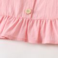 2pcs Baby Girl 100% Cotton Pink Sleeveless Ruffle Top and Floral Print Bowknot Shorts Set Pink
