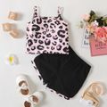 2pcs Baby Girl Leopard Cami Top and Shorts Set Pink image 2