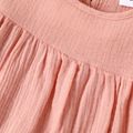 Baby Girl Solid Crepe Round Neck Flutter-sleeve Pleated Top Pink