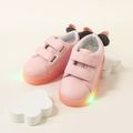 Toddler Bowknot Back Decor Non-slip LED Sneakers Pink
