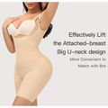 mulheres abdominais controle shapewear bumbum levantador lado contrátil peito alto elástico body elástico busto aberto meio da coxa shorts modeladores Cor de Damasco image 2