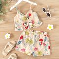 2-piece Kid Girl Floral Print Lace Design Camisole and Elasticized Shorts Set Multi-color
