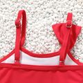 Baby Girl Solid Bowknot Ruffle Spaghetti Strap One-Piece Swimsuit Red