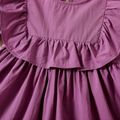 100% Cotton Solid Flounce Decor Puff Short-sleeve Purple Toddler Dress Lavender