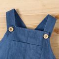 2pcs Baby Boy Contrast Collar Short-sleeve Striped Romper and Imitation Denim Overall Shorts Set Color block image 5