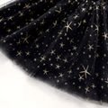 Toddler Girl Stars Embroidered Mesh Design Black Cami Dress Black
