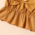 2-piece Toddler Girl Bowknot Design Peplum Camisole and Floral Print Shorts Set Apricot Yellow image 5
