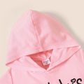 Father's Day 2-piece Toddler Girl Letter Print Hooded Short-sleeve Pink Tee and Colorblock Shorts Set Pink