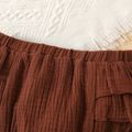100% Cotton Crepe Baby Girl Solid Layered Ruffle Shorts Brown image 4