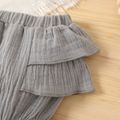 100% Cotton Crepe Baby Girl Solid Layered Ruffle Shorts Grey image 5