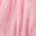 Baby Girl Allover Dinosaur Print/Solid Swiss Dot 100% Cotton Textured Ruffle Sleeveless Romper Pink