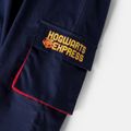 Harry Potter 2-teiliges Kleinkind-Jungen-Buchstabendruck-Farbblock-T-Shirt mit Kapuze, kurzes Raglanärmel-T-Shirt und Hosenset aus 100 % Baumwolle mit Taschendesign bunt