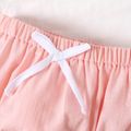 100% Cotton Baby Girl Solid Ruffled Elasticized Waist Shorts Pink