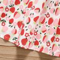 2pcs Strawberry Allover Ruffle Decor Square Neck Flutter-sleeve Red or Orange Baby Dress with Bag Set Red