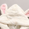 Bunny Design Hooded 3D Ear Decor Fluffy Long-sleeve Pink or White Padded Toddler Coat Jacket White