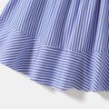 Blue Pinstriped Sleeveless Ruffle Belted Dress for Mom and Me BLUEWHITE